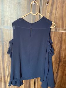 Navy Blue Shoulder Cut Top