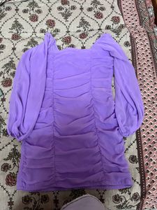 Lavender Ruched Mini Dress