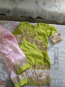 Stunning Lime Green Kurta with Pink Palazzo