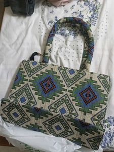 Women's Cotton Multicolor Tote Bag for Office