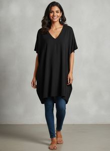 Black V-Neck Tunic Top