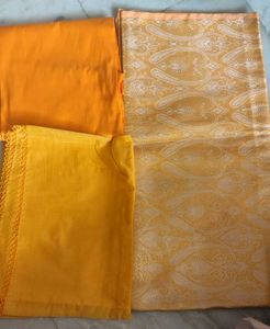 Yellow Dress Material with Print