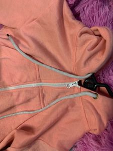 Peach Cropped Zip-Up Hoodie