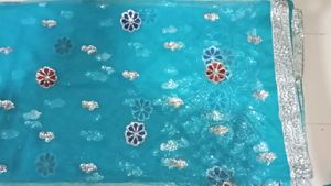 Free gift 🎁 &amp; Beautiful Blue 🩵 Net Saree
