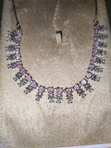 AD Pink &amp; White Stone Necklace Set