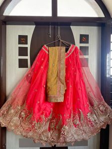 Stunning Pink &amp; Gold Lehenga Choli Set