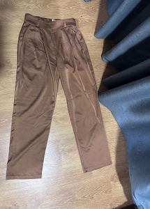Brown Satin Wide Leg Pants
