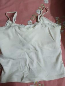 Cute White Ruched Camisole Top