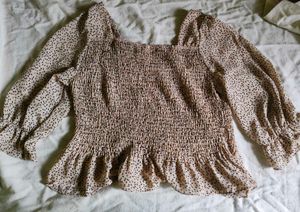 Smocked Square Neck Blouse