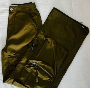 Bershka satin cargo pocket detail trouser