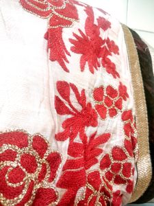 Peach N Cream Colour Saree