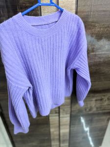 Cozy Lilac Ribbed Knit Sweater