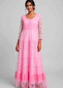 Stunning Pink Ethnic Gown with Dupatta