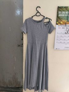 Grey One-Shoulder Midi Dress