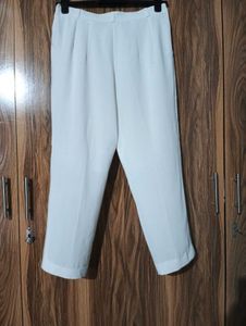 Cream Boyfriend Fit Tapered Pants