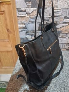 Chic Black Leather Tote Bag