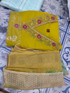 Yellow Embroidered Kurta Set with Floral Dupatta