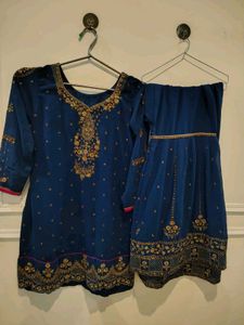 Beautiful Blue Kurta Set with Gold Embroidery