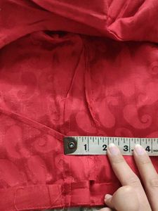 Red Jacquard Blouse