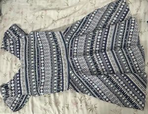 Blue Boho Print A-Line Mini Dress