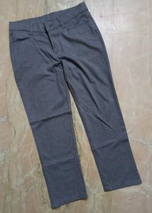 Men's Casual Grey Straight-Fit Trousers