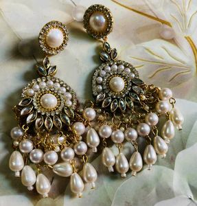 Fancy Party Wear Havey Long Size Earrings