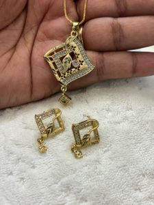 Gold-Plated Pendant and Earrings Set