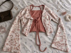Floral Print Two Piece Cardigan Top