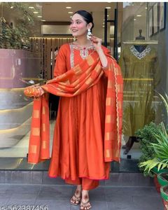 Elegant Orange Kurta Set with Dupatta