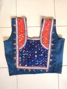 Embroidered Ethnic Denim Top Blouse