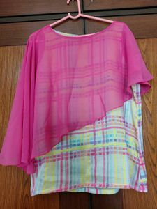 AND Chic pink high-low sleeve top size 16