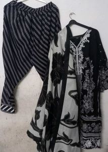 pakistani Black & White Kurta Set