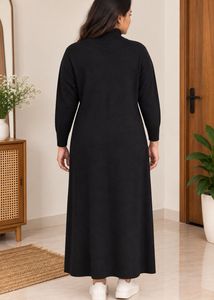 Elegant Black Turtleneck Maxi Dress