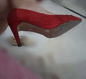 Vibrant Red Suede Bow Pumps