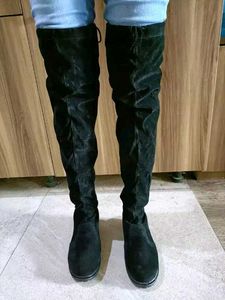 Black Suede Over-the-Knee Boots