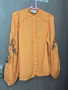 Orange Embroidered designer top