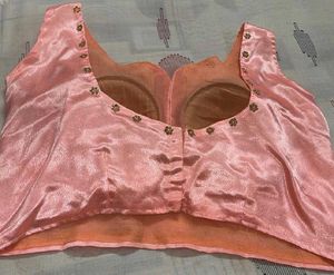Beautiful Peach Embellished Blouse padded