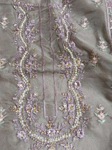 Dusty mauve suit with  embroidery dupatta