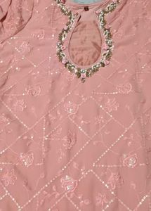 Elegant Peach Embroidered Kurta Set