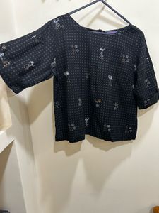 Black Printed Top