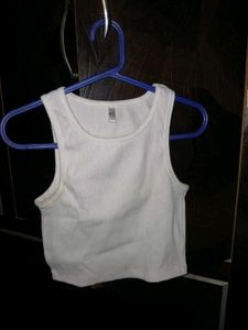 Set of 2 Ribbed Crop Tank Tops (Black &amp; White) - S