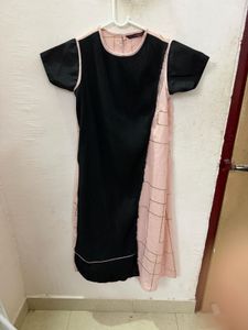 Pantaloons Elegant Black & Pink Dress/kurti