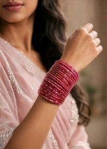 Pink Magenta Glass Bangles Set of 13