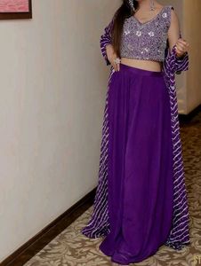 New Crop Top Plazo &amp; Shrug Set For Women