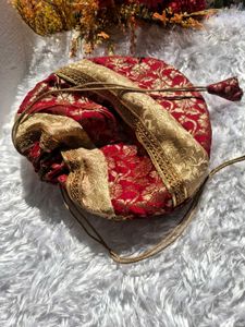 Red &amp; Gold Ethnic Potli Bag