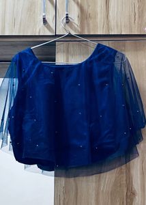 Blue Sheer Overlay Top