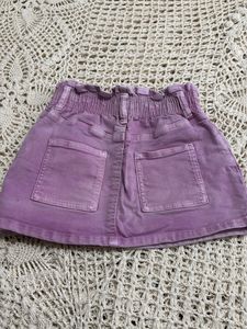 Lavender Denim Skirt with Smocked Waist