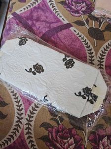 cream floral print make-up kit