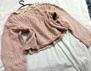 🎁Vintage Lace Trim Knit Cardigan S