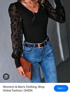 Very Fancy Net Sleeve Shein Top